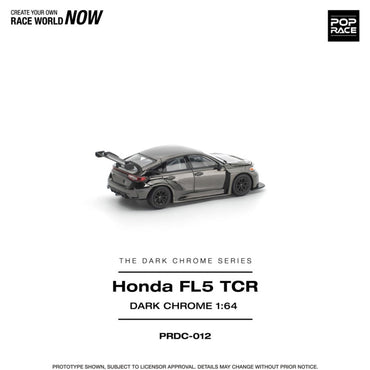 Pop Race Honda Civic Fl5 TCR Dark Chrome 1:64 Diecast Car PRDC012