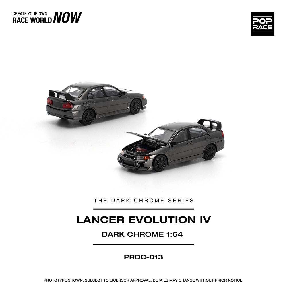 Pop Race Lancer Evolution IV Dark Chrome 1:64 Diecast Car DC013