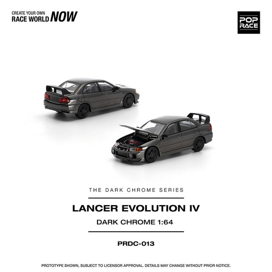 Pop Race Lancer Evolution IV Dark Chrome 1:64 Diecast Car DC013