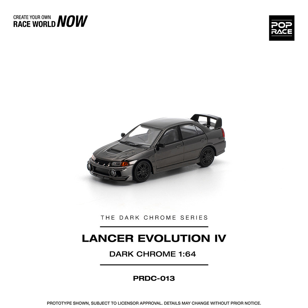 Pop Race Lancer Evolution IV Dark Chrome 1:64 Diecast Car DC013