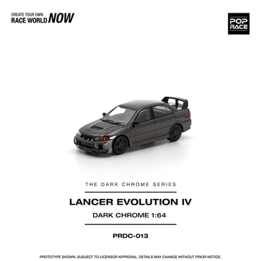 Pop Race Lancer Evolution IV Dark Chrome 1:64 Diecast Car DC013