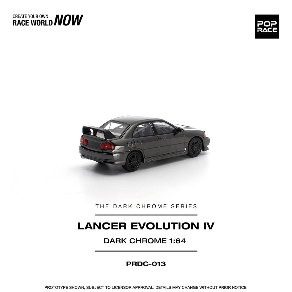 Pop Race Lancer Evolution IV Dark Chrome 1:64 Diecast Car DC013
