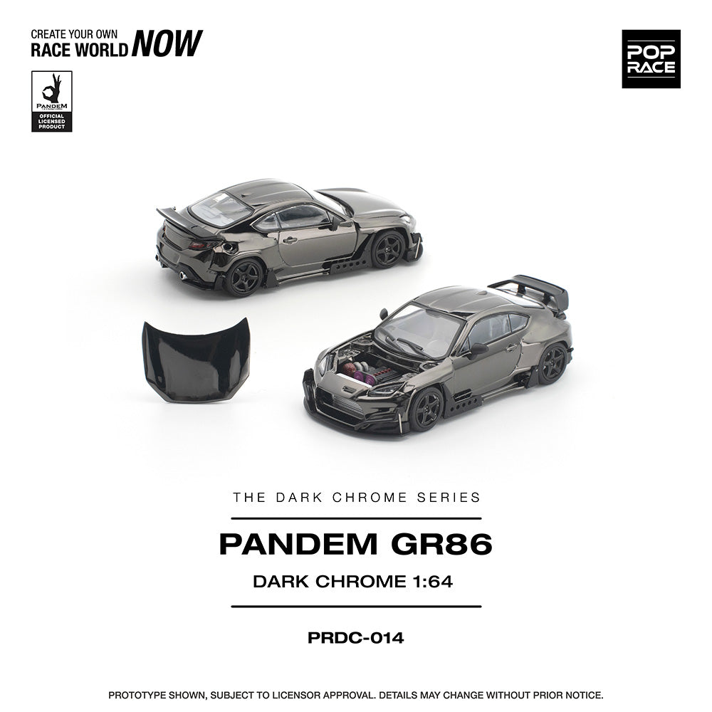 Pop Race Pandem GR86 Dark Chrome 1:64 Diecast Car DC014
