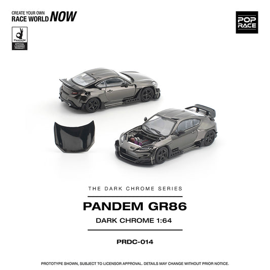 Pop Race Pandem GR86 Dark Chrome 1:64 Diecast Car DC014