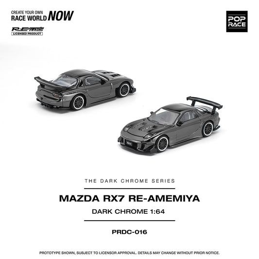 Pop Race Mazda RX7 Re-Amemiya Dark Chrome 1:64 Diecast Car DC016