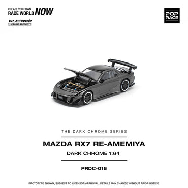 Pop Race Mazda RX7 Re-Amemiya Dark Chrome 1:64 Diecast Car DC016