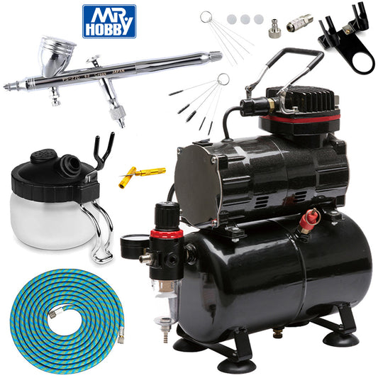 Mr Hobby PS-270 Procon Boy FWA Plat. 02 Airbrush Standard Compressor Bundle Kit