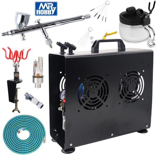 Mr Hobby PS-289 Procon Boy WA Plat. 03 v2 Airbrush Premium Compressor Bundle Kit