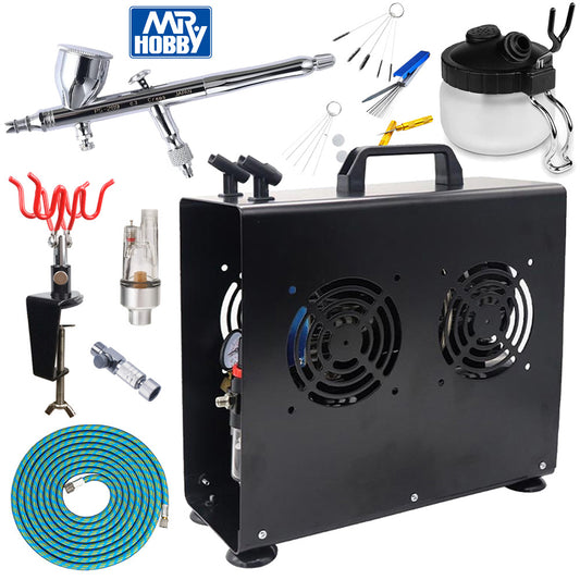 Mr Hobby PS-289 Procon Boy WA Plat. 03 v2 Airbrush Premium Compressor Bundle Kit