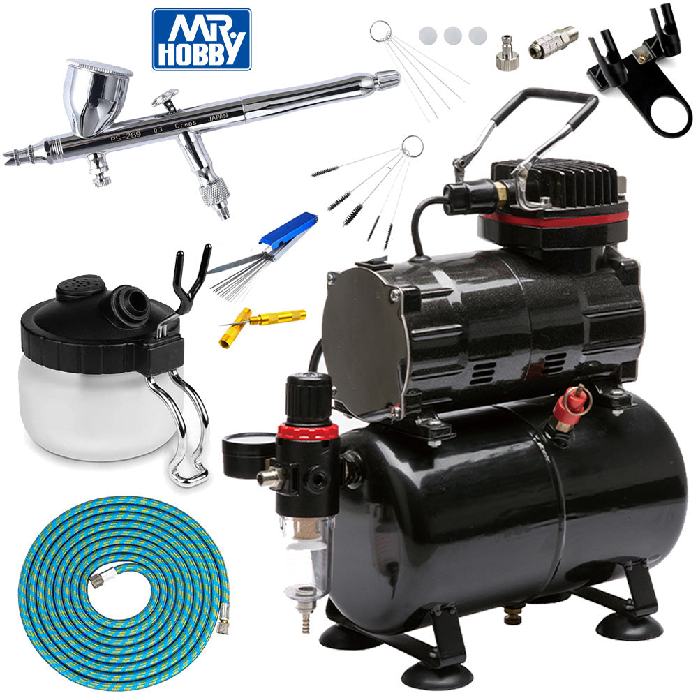 Mr Hobby PS-289 Procon Boy WA Plat 03 v2 Airbrush Standard Compressor Bundle Kit