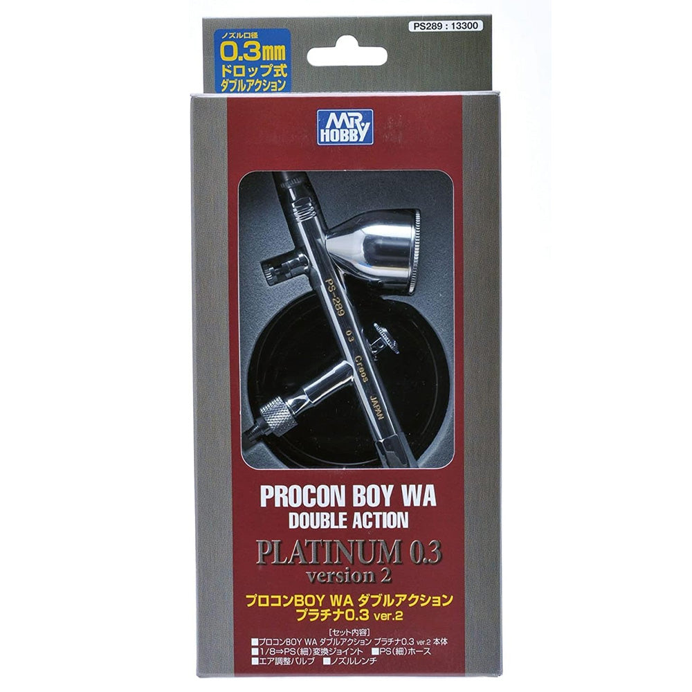 Mr Hobby PS-289 Procon Boy WA Plat. 03 v2 Airbrush Premium Compressor Bundle Kit