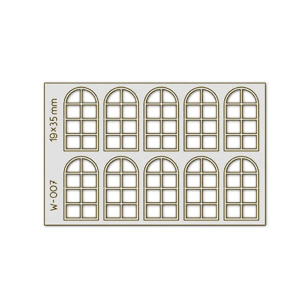 Proses W-007 10 pcs 19X35mm 8 Pane Arched Windows H0/00