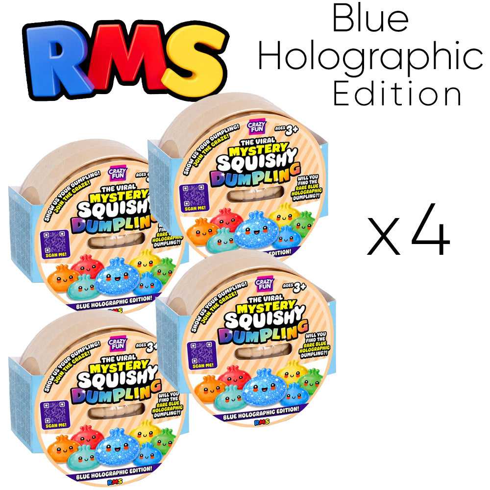 RMS Crazy Fun - Mystery Squishy Dumpling - Blue Holographic Edition - 4 Pack