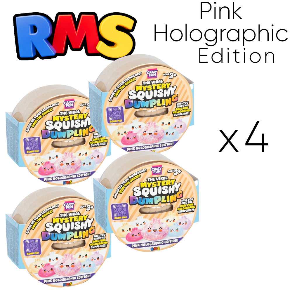 RMS Crazy Fun - Mystery Squishy Dumpling - Pink Holographic Edition - 4 Pack