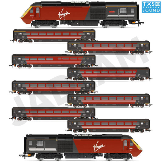 Hornby Virgin Class 43 HST Loco & Coaches Bundle - Sound Fitted