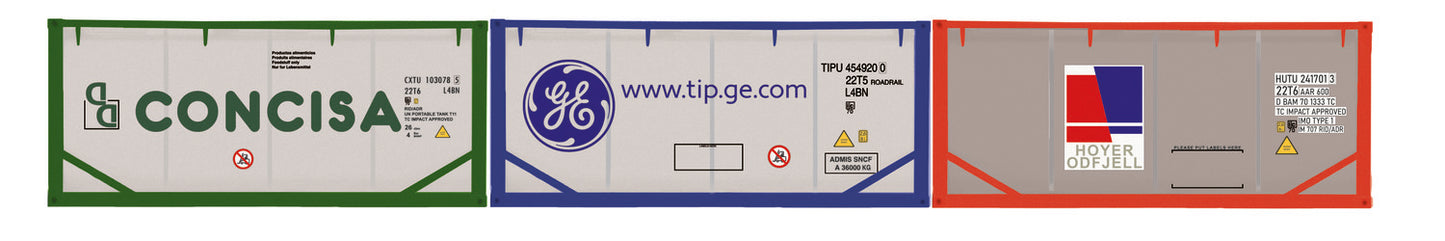 Hornby R60130 Concisa, TIP & Hoyer Container Pack 3 x 20ft Tanktainers Era 11 OO