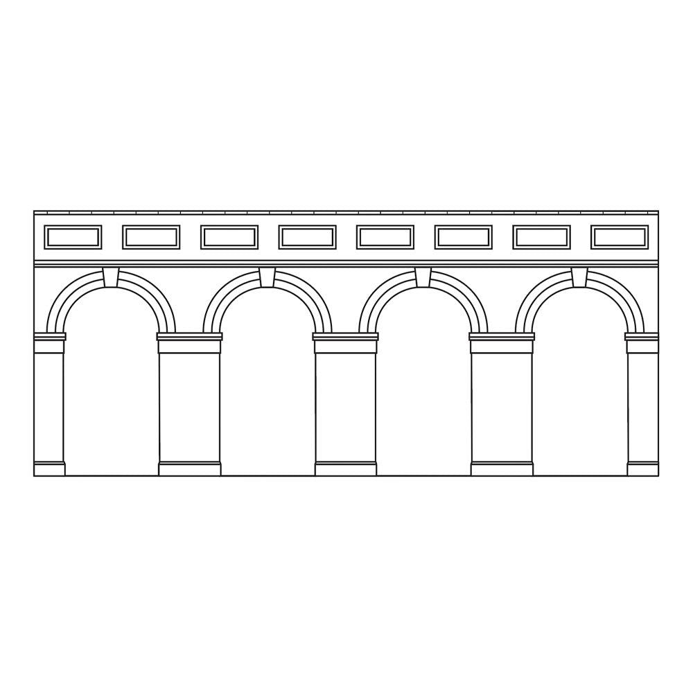 Hornby R7384 Mid Level Arched Retaining Walls x2 (Red Brick) 1:76/OO Gauge