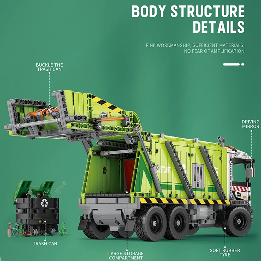 Reobrix 22022 Garbage Truck Rubbish Lorry RC Brick Model 1458pcs Age 14+