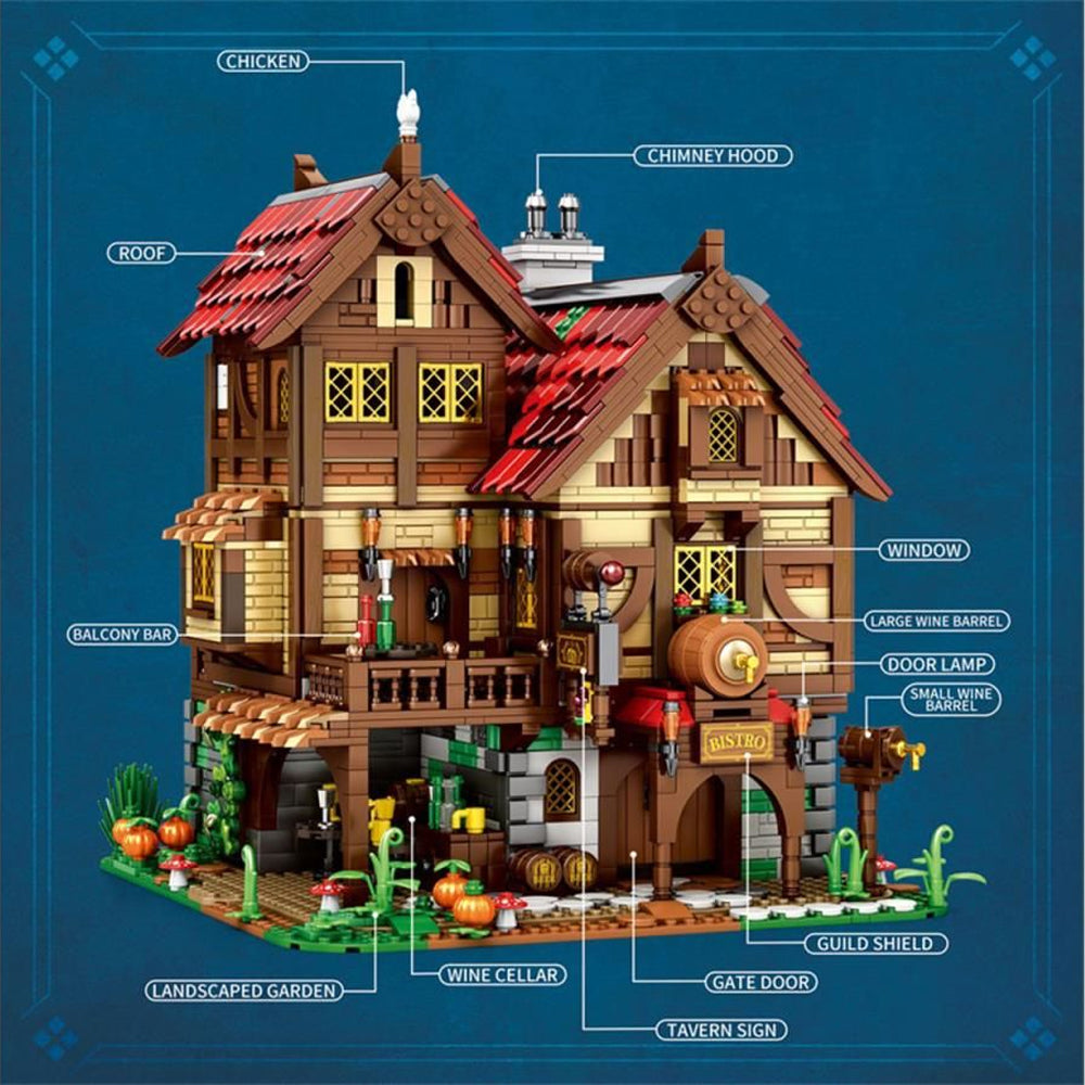 Reobrix 66018 Medieval European Tvaern Bistro Brick Model 2831pcs Age 14+