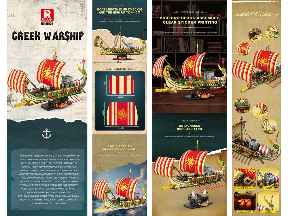Reobrix Greek Warship 2896pc Construction Set RBX66102