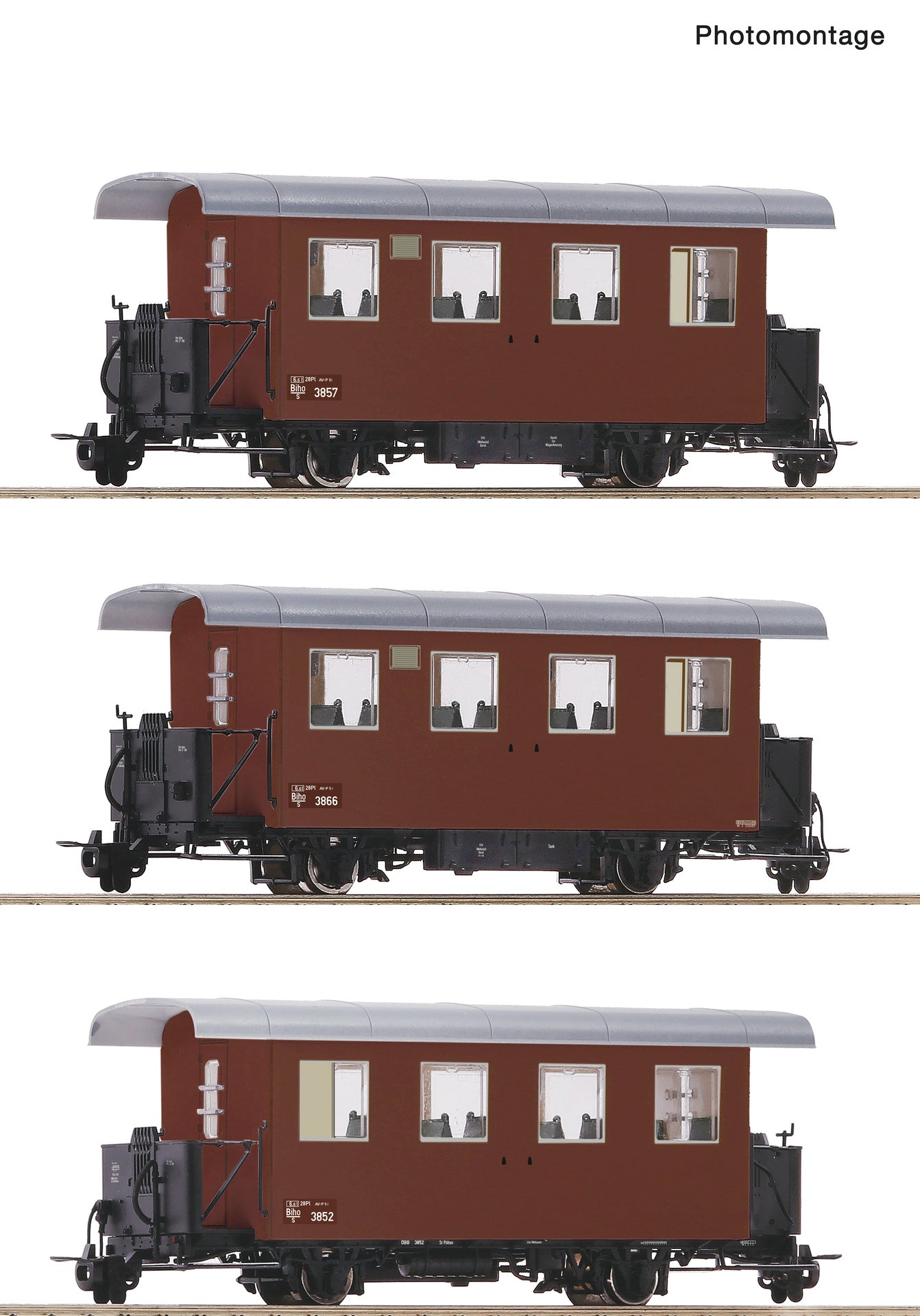 Roco OBB Biho/s Ribbed Coach Set (3) IV RC34103 HO Gauge