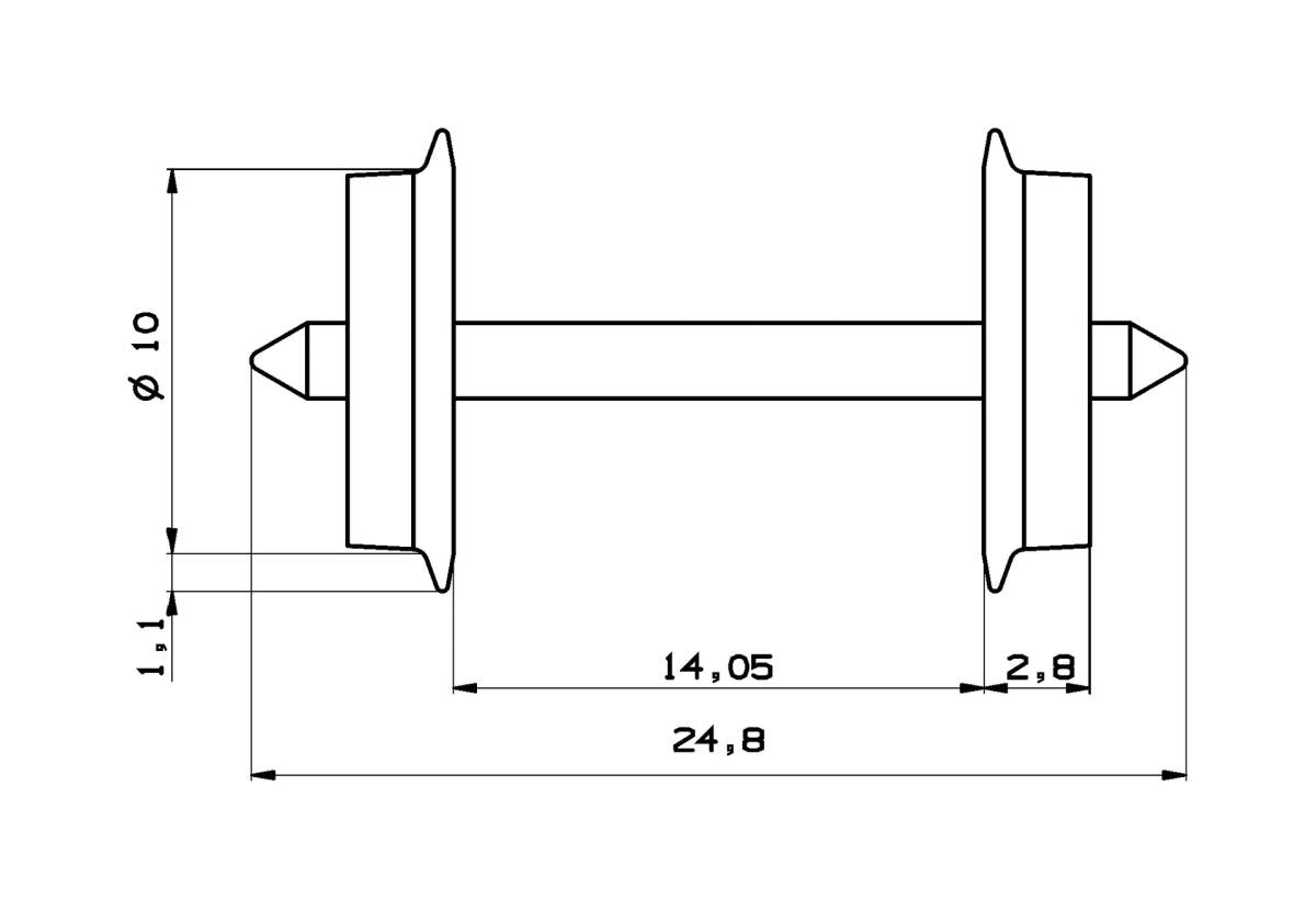 Roco 40178 AC Wheelset 10mm (2) HO