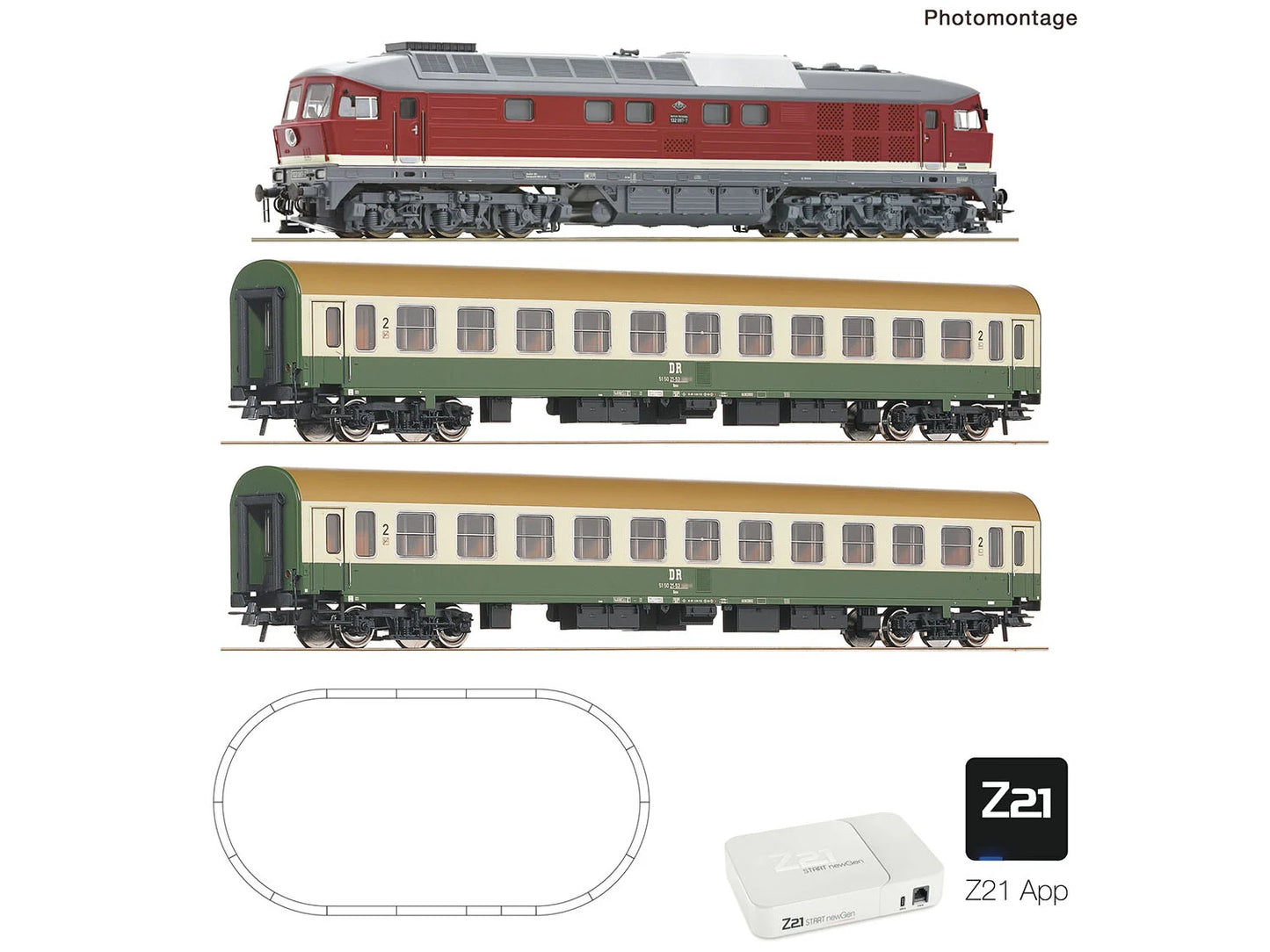 Roco 5110014 DR BR132 Diesel Passenger Train Set IV (DCC-Fitted) HO Gauge