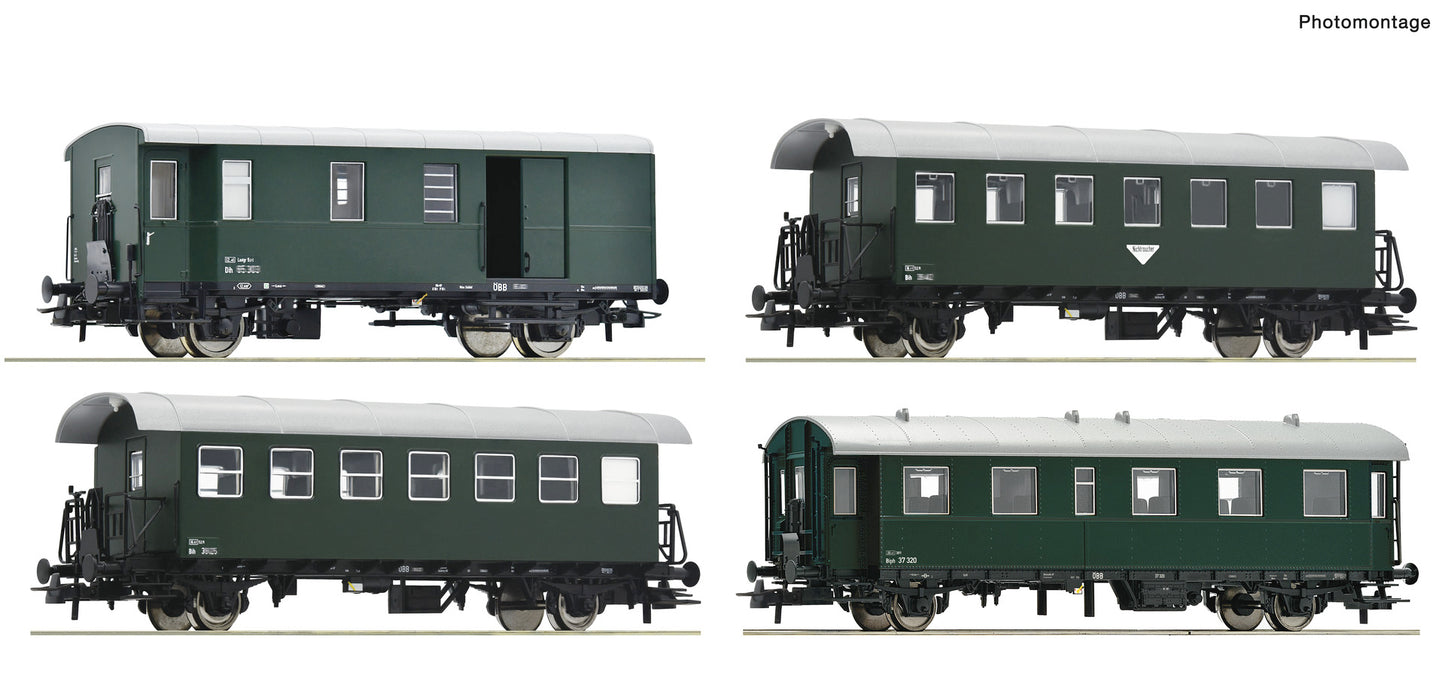Roco OBB Dih/Bih/Bih/Biph Branch Line Coach Set (4) III HO Gauge RC6200050