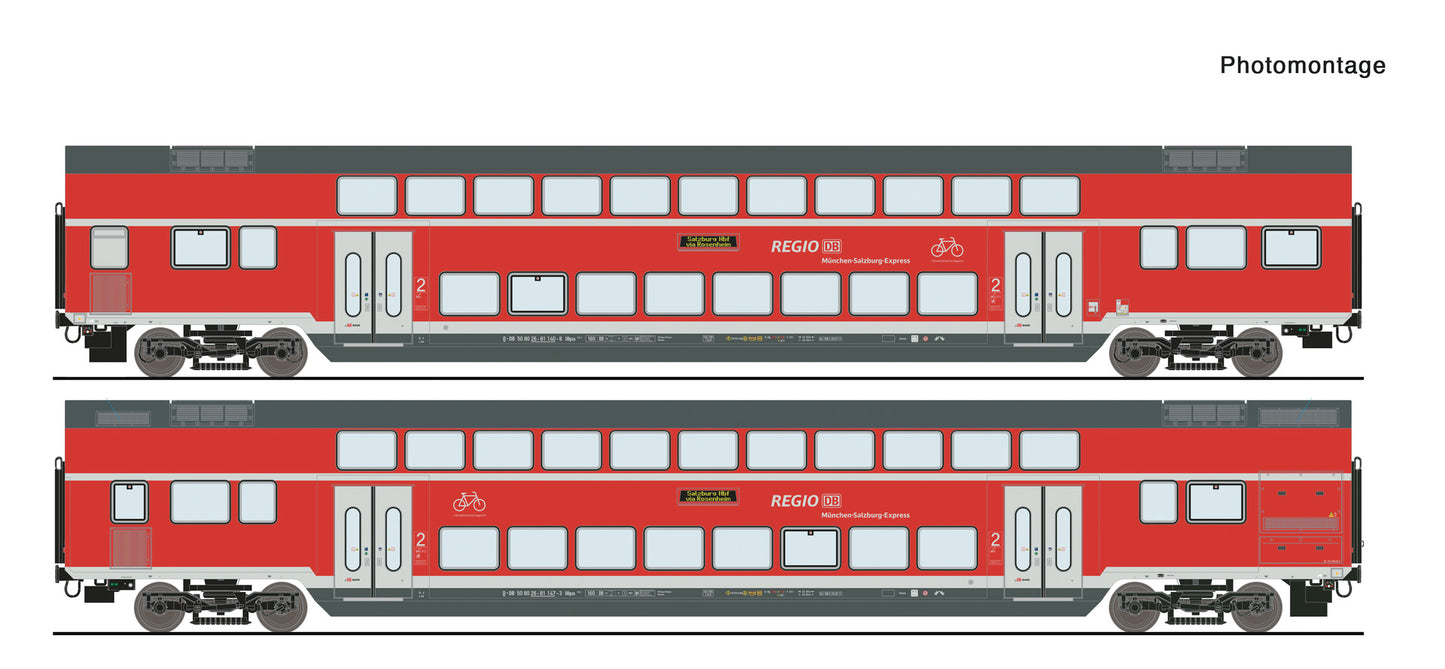 Roco DBAG DBpza 2nd Class Bi-Level Coach Set (2) VI RC6200145 HO Gauge