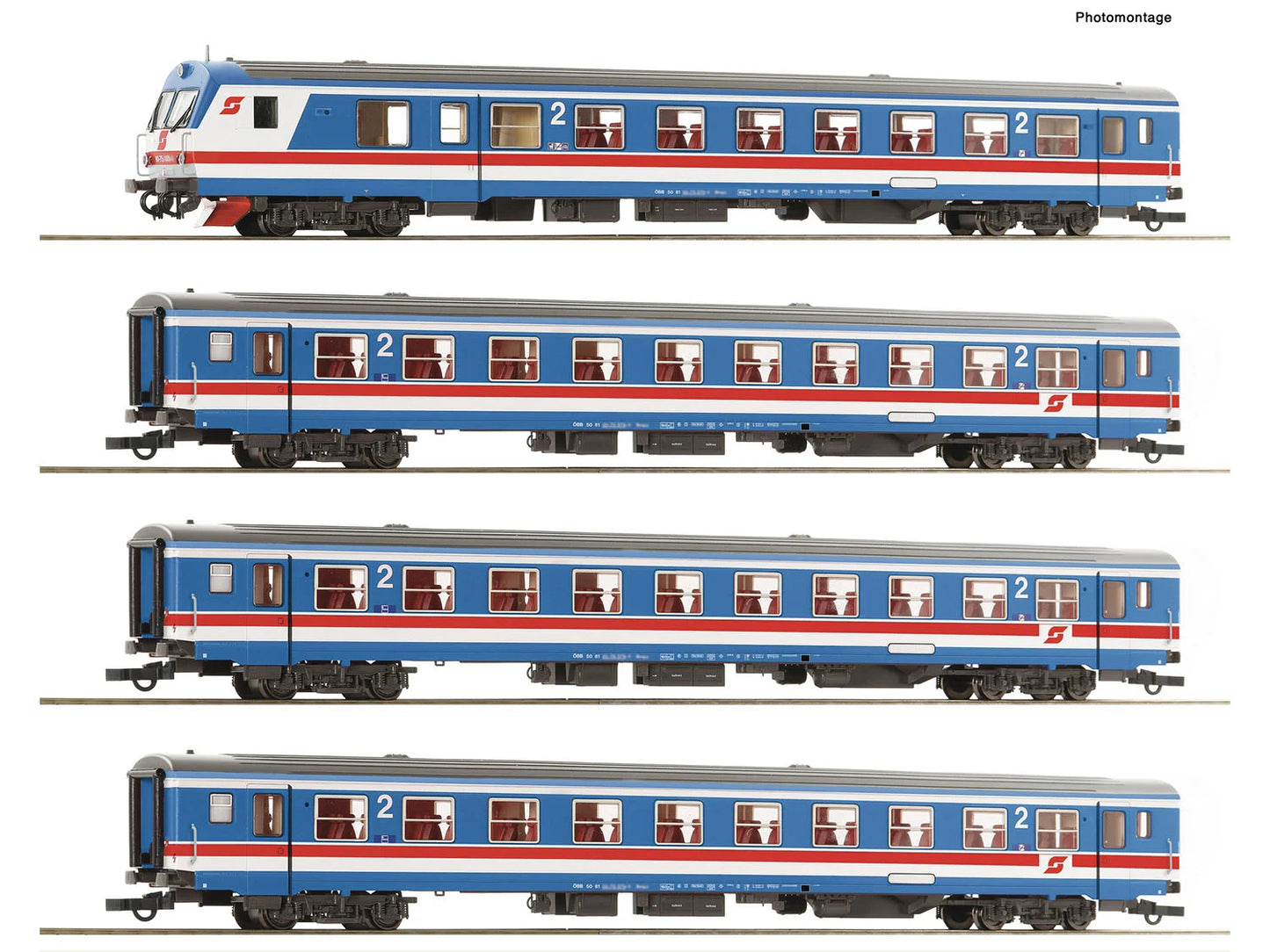 Roco 6200200 OBB Valousek Bmpzs/Bmpz-I Coach Set (4) V HO Gauge