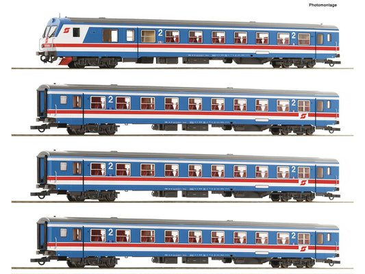 Roco 6200200 OBB Valousek Bmpzs/Bmpz-I Coach Set (4) V HO Gauge