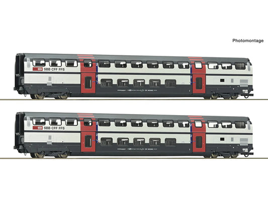 Roco 6200217 SBB B IC2000 2nd Class Bi-Level Coach Set 2 (2) V HO Gauge