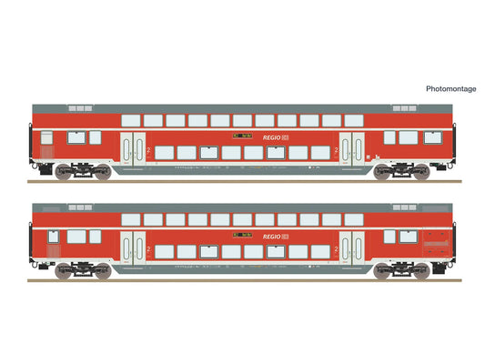 Roco 6200249 DBAG RE2 Munich-Hof Bi-Level Coach Set (2) VI HO Gauge