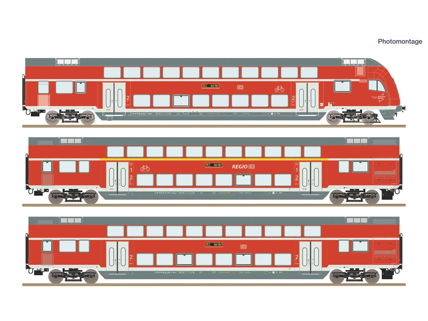 Roco 6210248 DBAG RE2 Munich-Hof Bi-Level Coach Set (3) VI HO Gauge