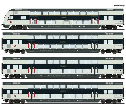 Roco DSB Abs/B/Bk Bi-Level Coach Set (4) VI (~AC) RC6220147 HO Gauge