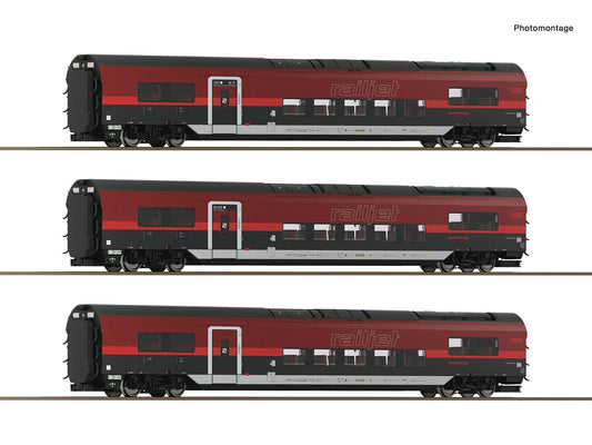 Roco 6220179 OBB Railjet 2 Coach Set 2 (3) VI (~AC) HO Gauge