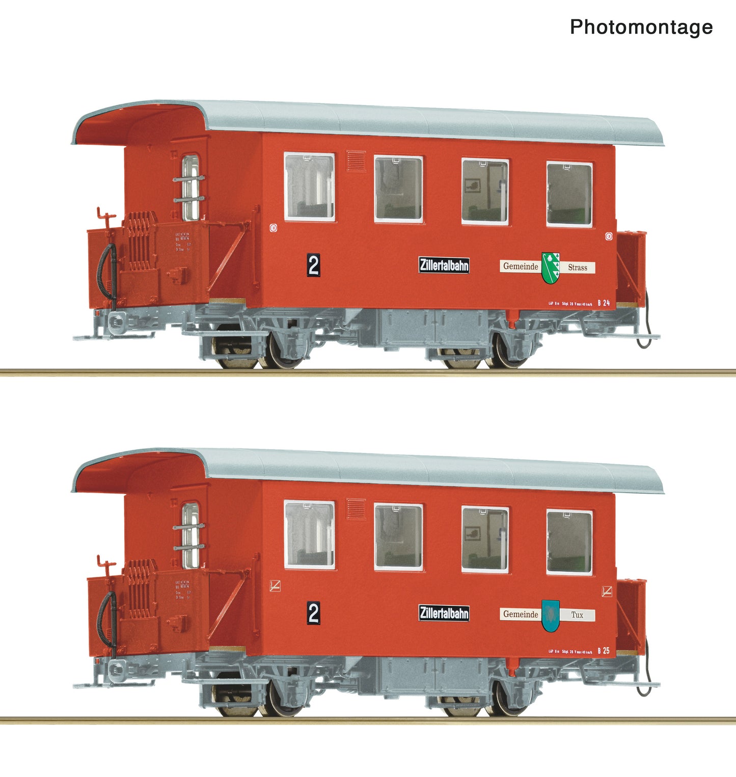 Roco Zillertalbahn 2nd Class Coach Set (2) VI RC6240003 HOe Gauge