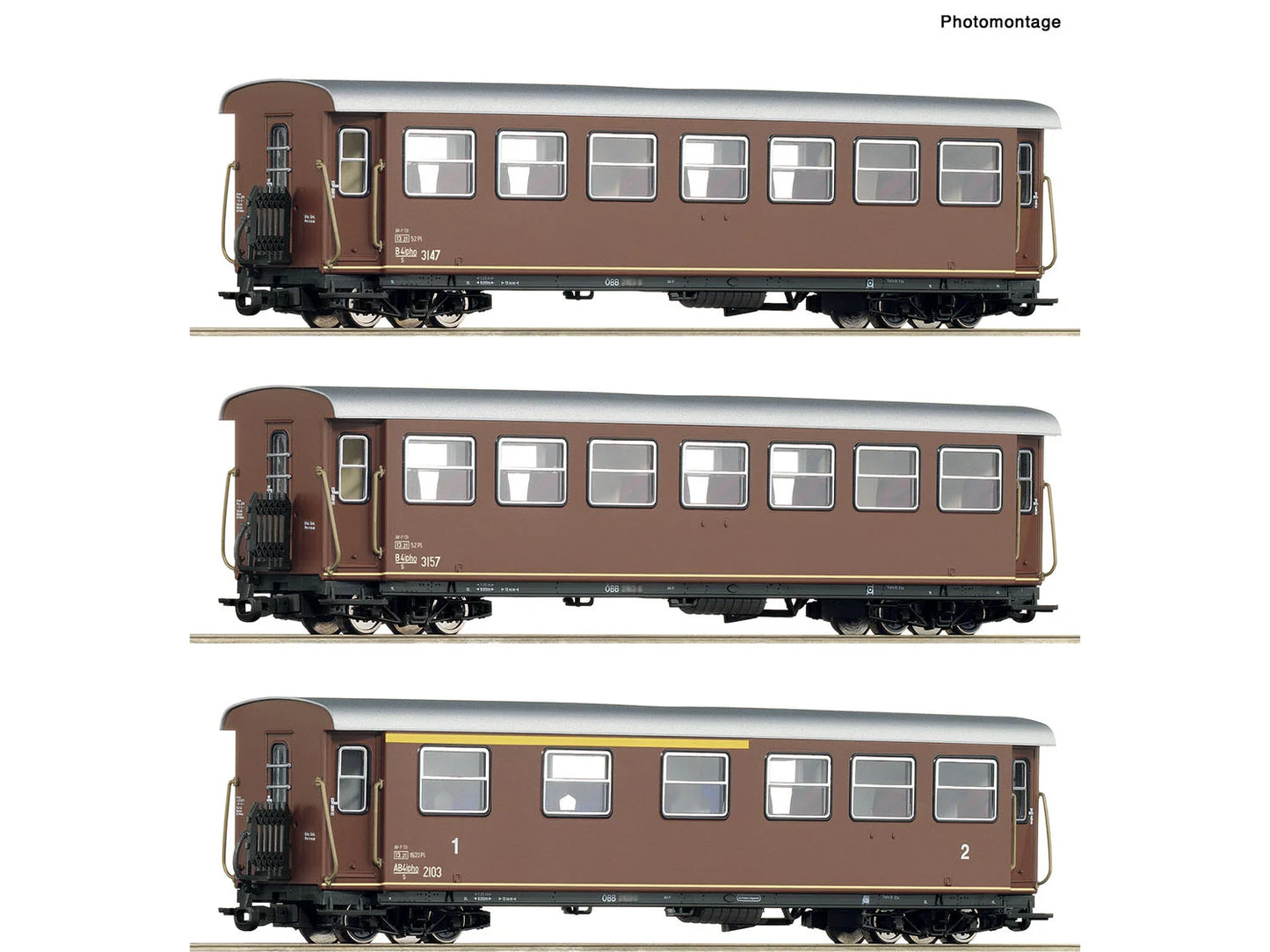 Roco 6240007 OBB B4ipho/s/AB4ipho/s Coach Set (3) III HOe Gauge