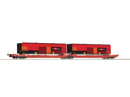 Roco OBB/RCW T3000e Dbl Pocket Wagon 2xRCG Swapbody Load VI HO Gauge RC6600033