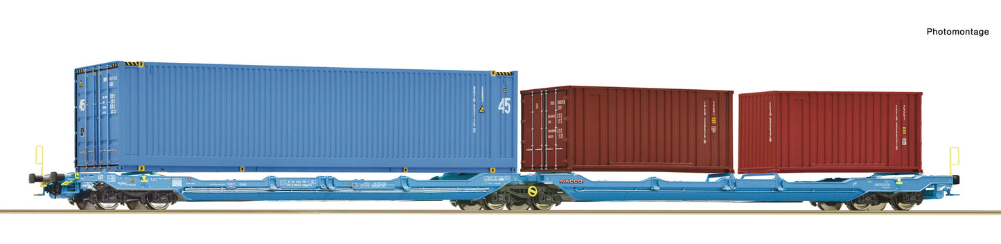 Roco Nacco T3000e Dbl Pocket Wagon w/3xContainer Load VI HO Gauge RC6600036