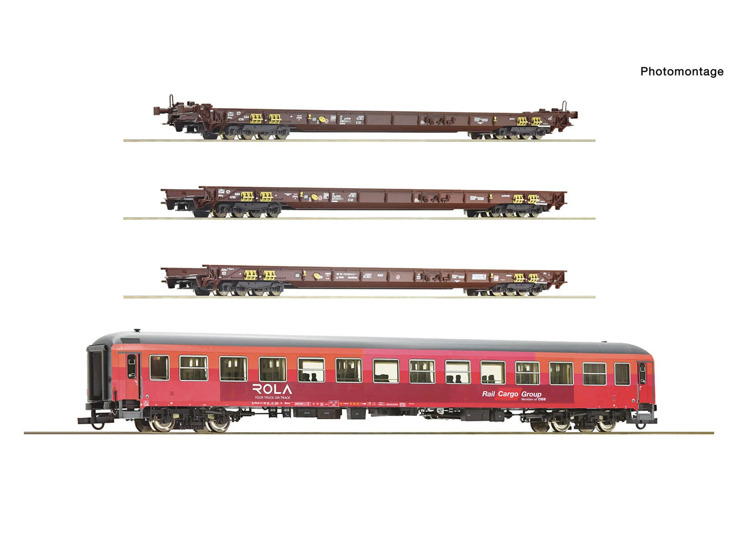Roco 6600042 OBB Rollende Landstrasse Rolling Stock Set (4) VI HO Gauge