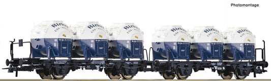 Roco DB Laabkkmms Dbl Flat Wagon w/Spherical Container Load IV HO Gauge RC6600053