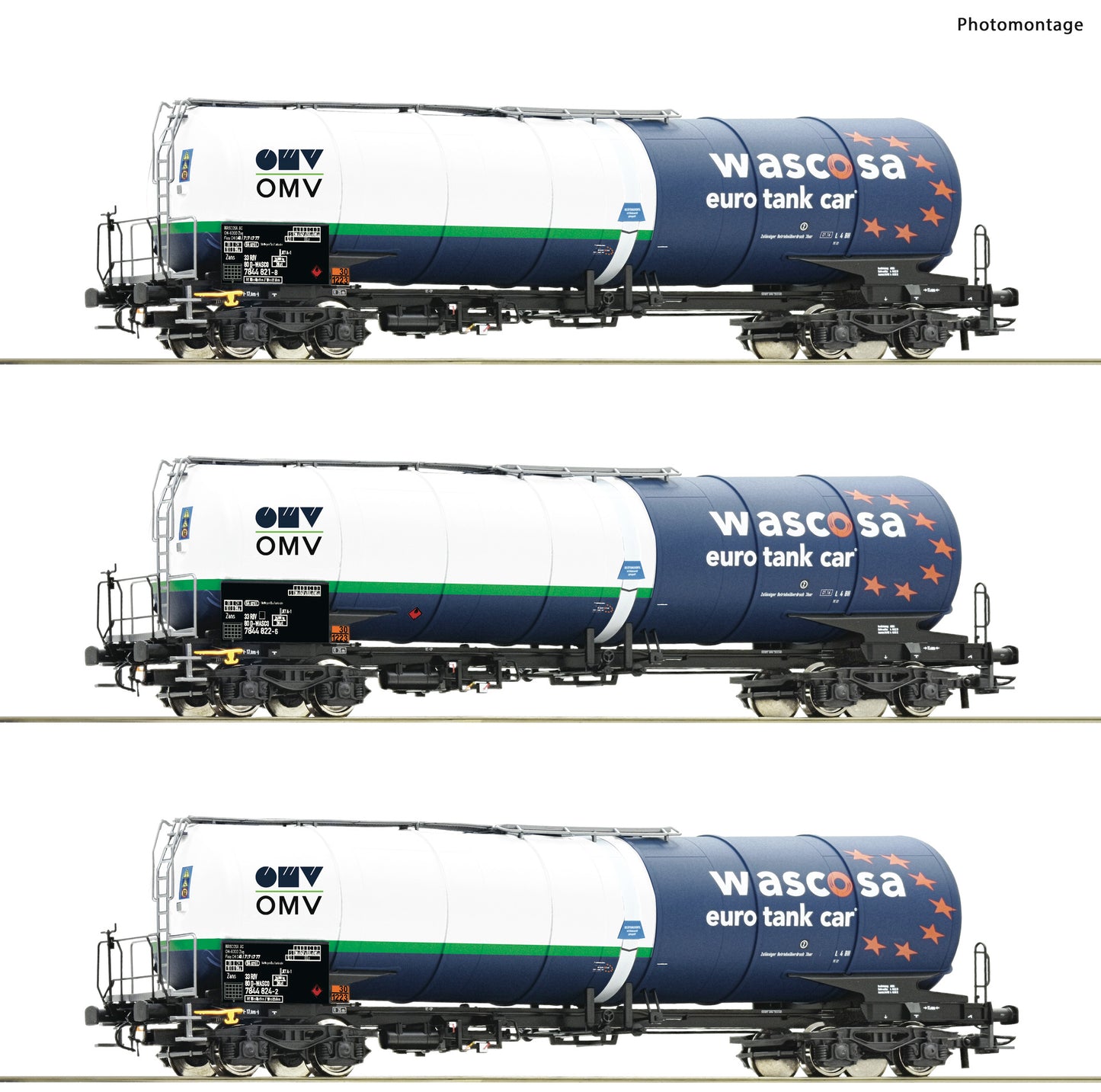 Roco Wascosa/OMV Zans Bogie Tank Wagon Set (3) VI HO Gauge RC6600054