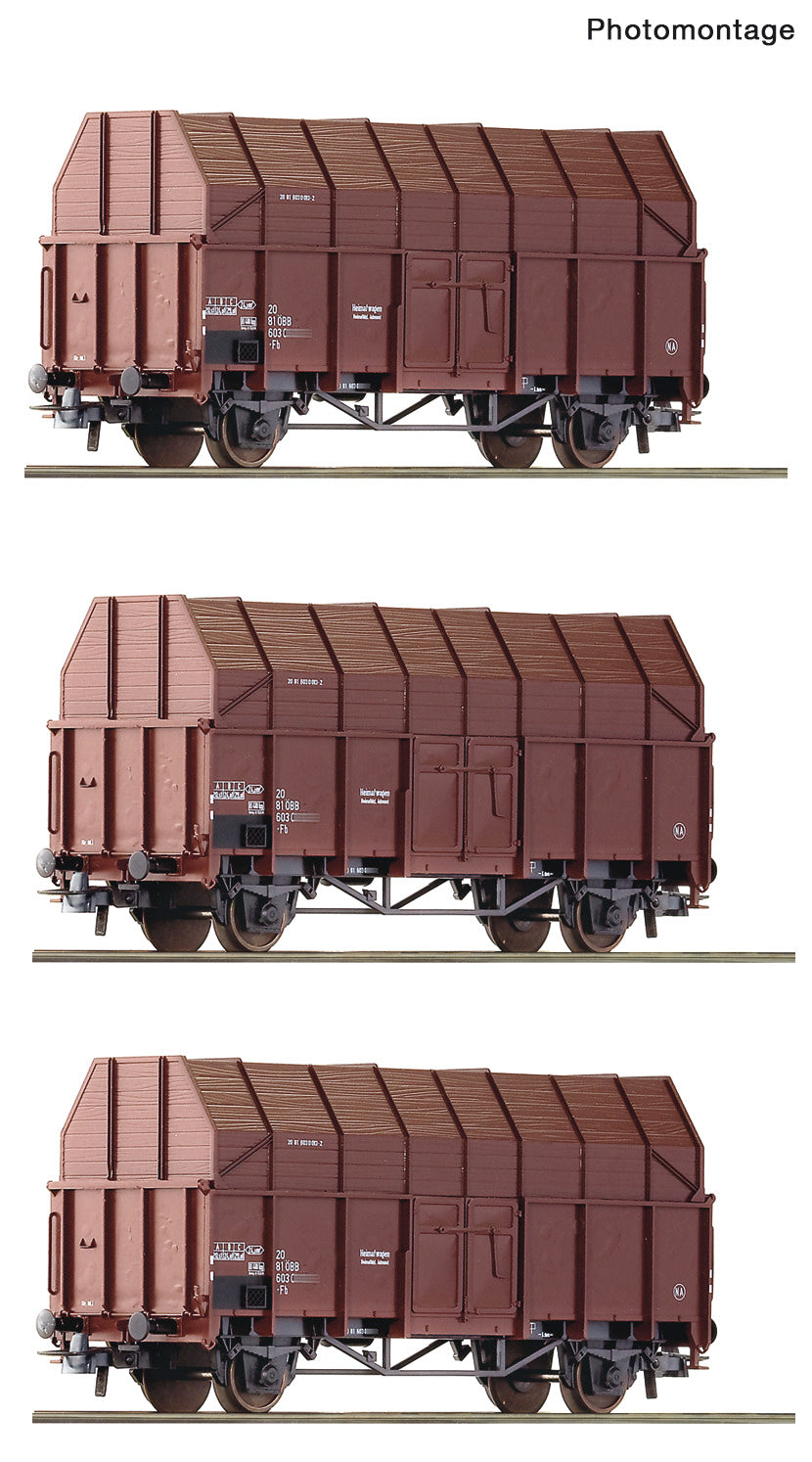 Roco OBB Fb Sawdust Hopper Wagon Set (3) IV HO Gauge RC6600056
