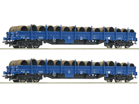 Roco PKP Cargo Res Bogie Stake Wagon Set (2) VI HO Gauge RC6600099