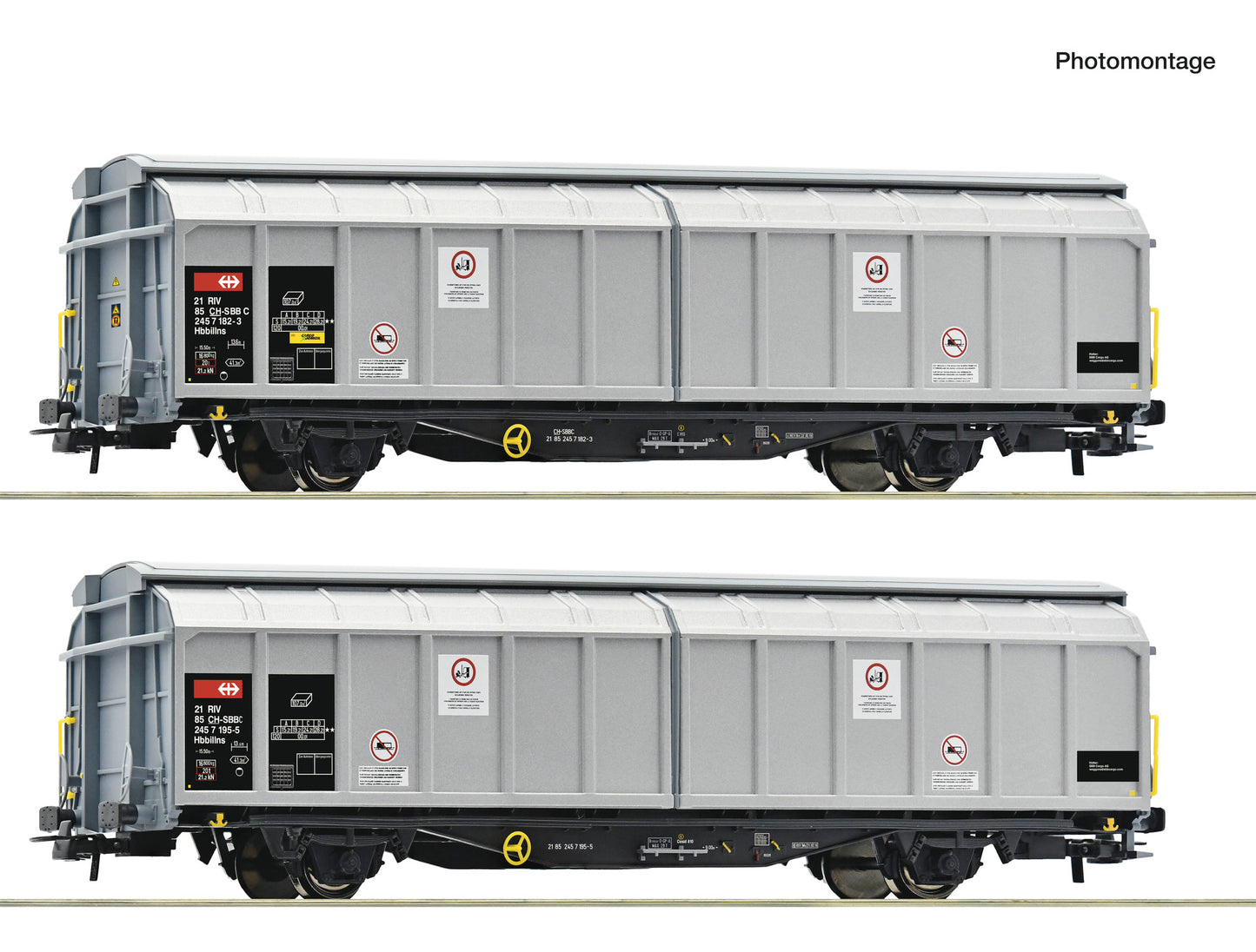 Roco SBB Cargo Hbbillns Sliding Wall Wagon Set (2) VI RC6600110 HO Gauge