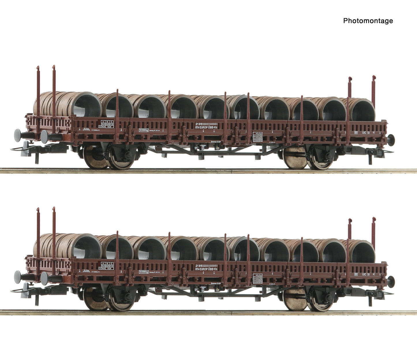 Roco OBB Ks Swivel Type Stake Wagon w/Wire Reel Load Set (2) IV 6600120 HO Gauge