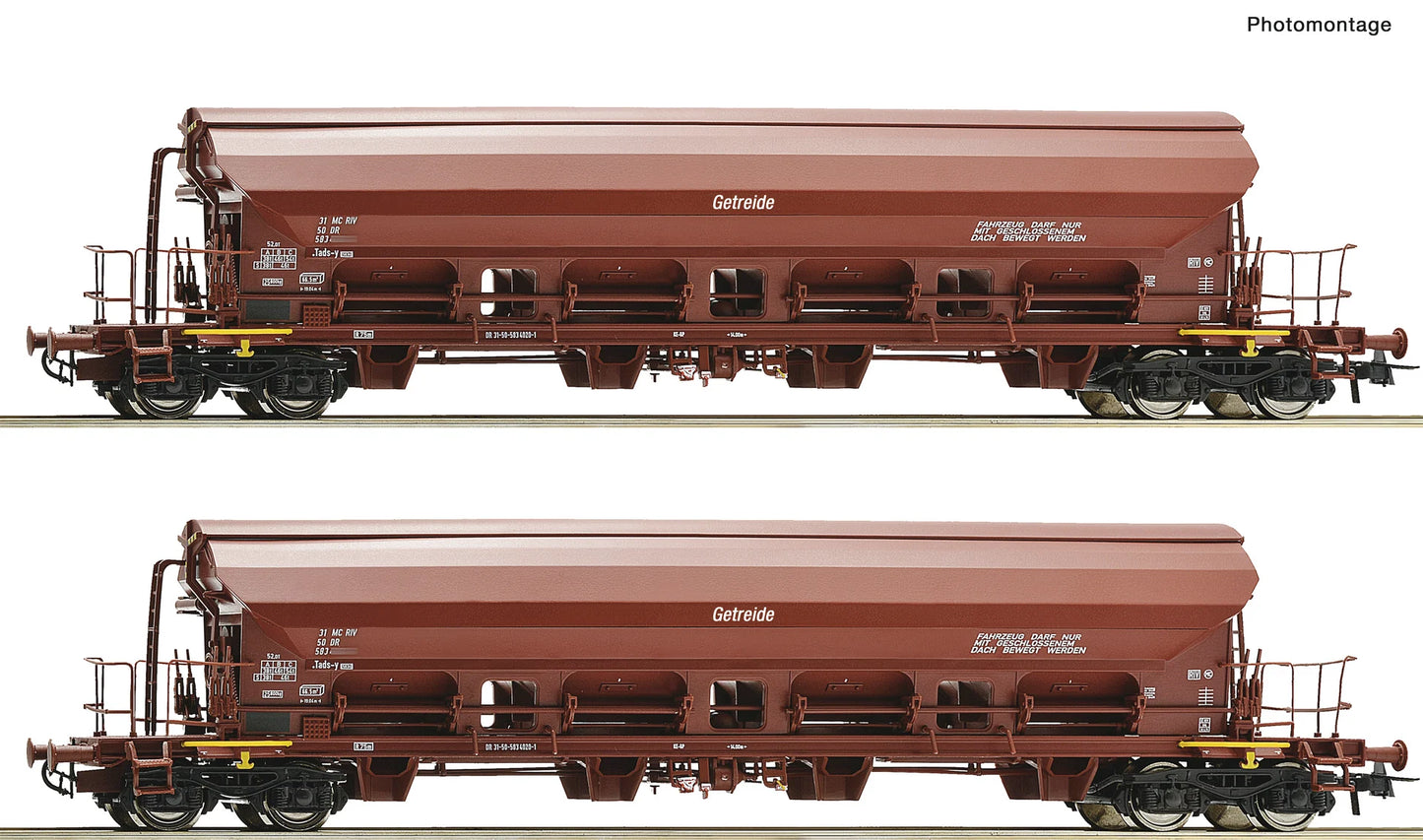 Roco DR Tads-y Swivel Roof Bogie Hopper Wagon Set (2) IV RC6600125 HO Gauge