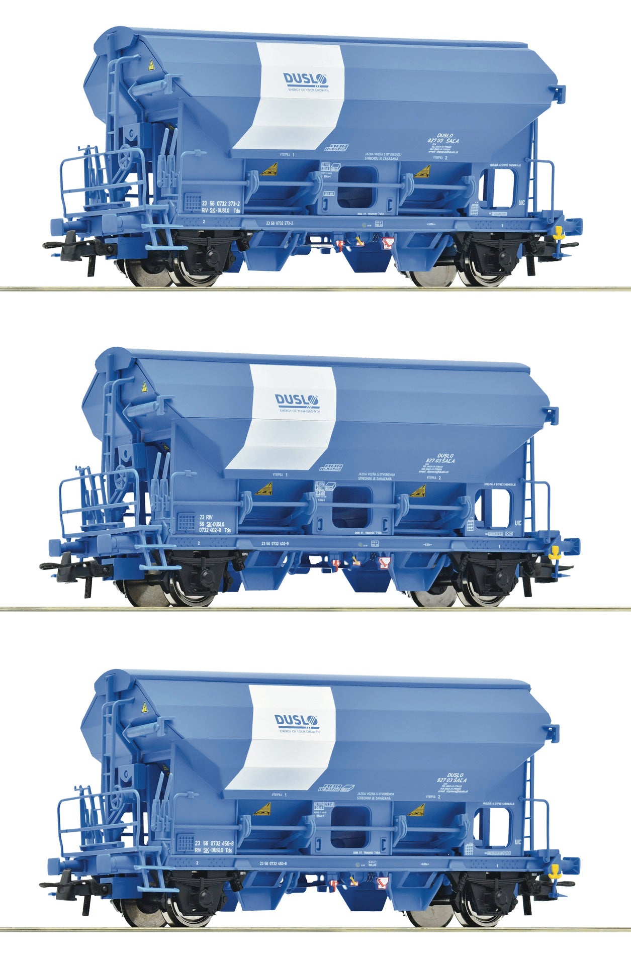 Roco DUSLO Tdns Swivel Roof Hopper Wagon Set (3) VI RC6600134 HO Gauge