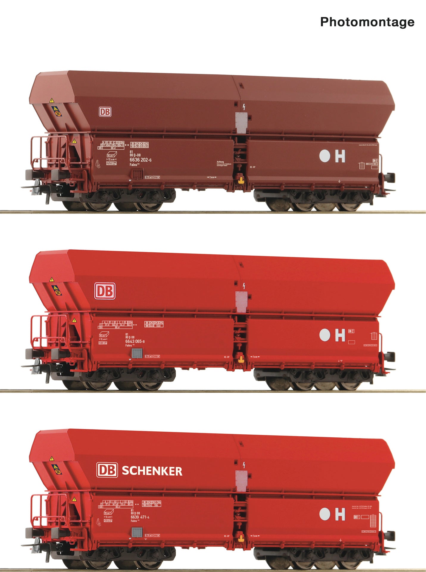 Roco DBAG Falns Self Unloading Hopper Wagon Set (3) VI RC6600135 HO Gauge